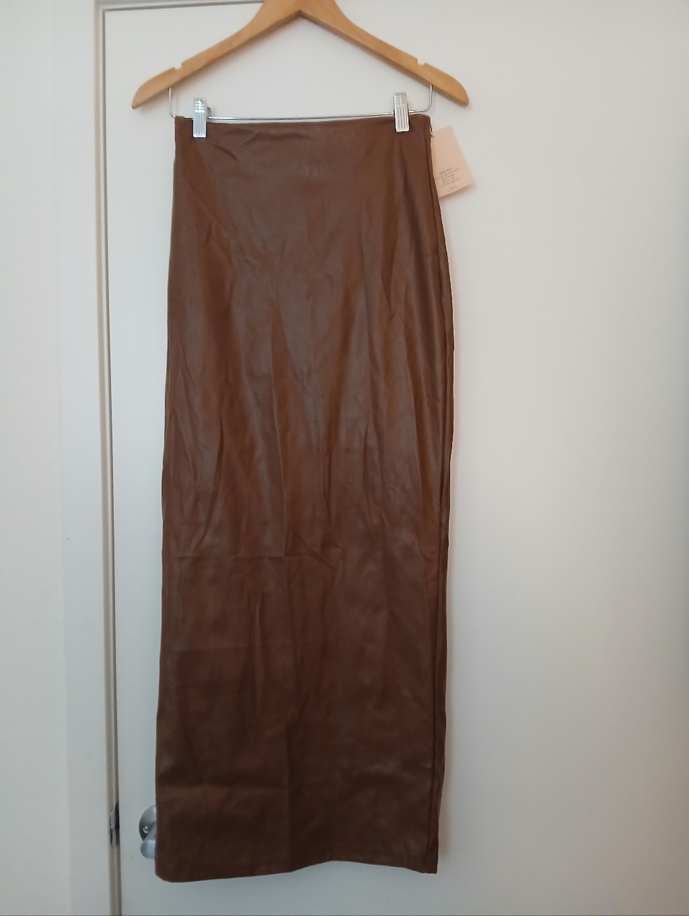 Sleek Brown Faux Leather Maxi Skirt
